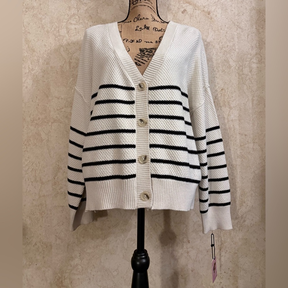 Sincerely Jules Striped Button Front Cardigan NWT - image 1